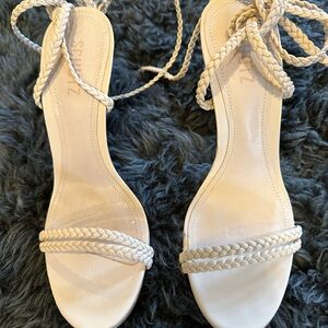 Schutz Strappy Sandalia Salto Alto Braided Heels